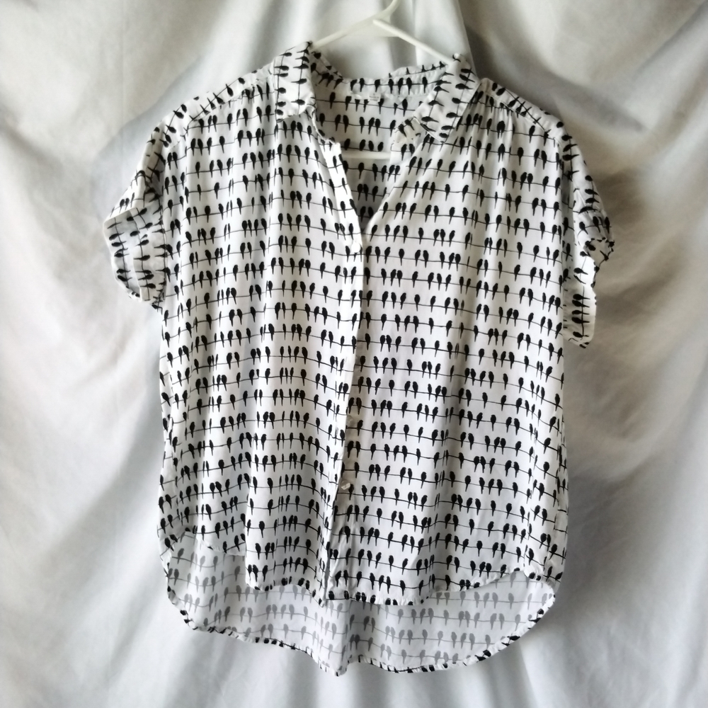 Jane and Delancey Black and White Button Down Shirt